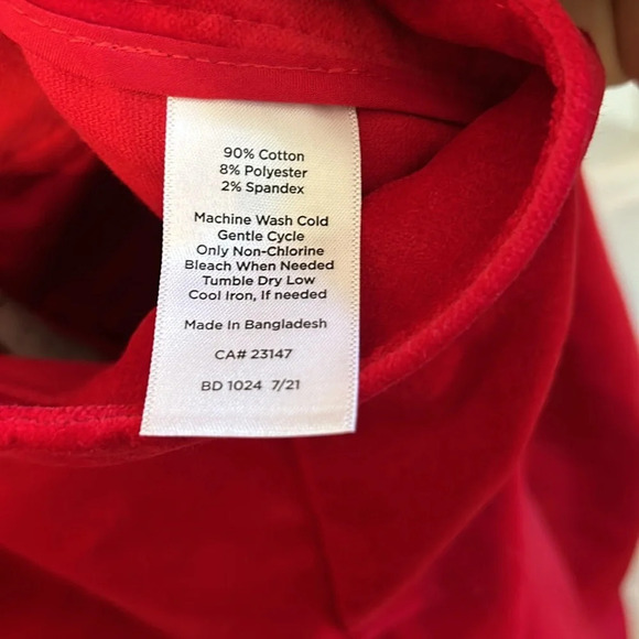 Talbots Women’s (2) Red Slim Ankle Pants Velveteen Holiday Party Pants NWT - Picture 6 of 6